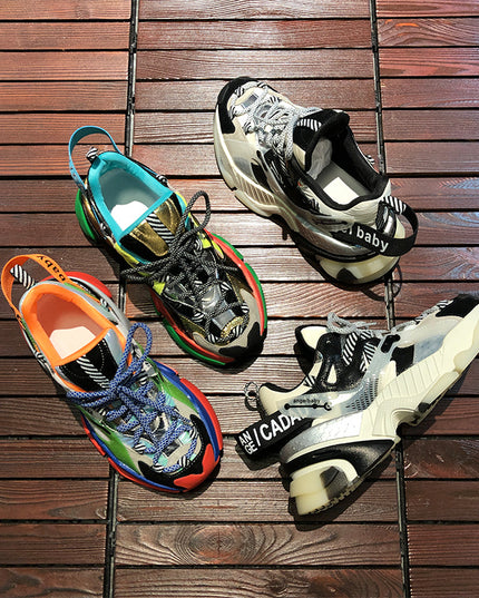 Color block platform sneakers