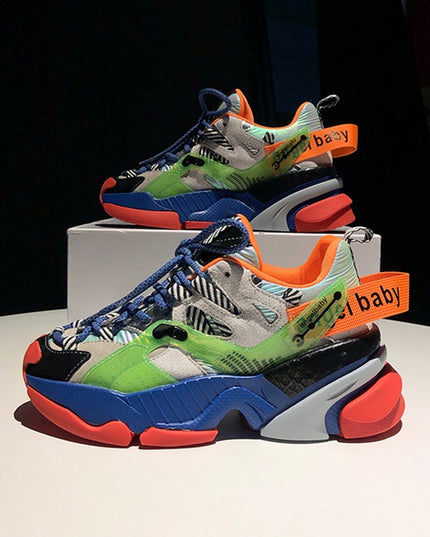 Color block platform sneakers