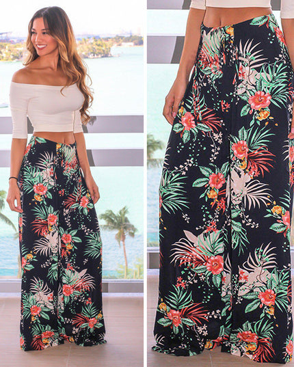 Women's summer printed wide-leg pants