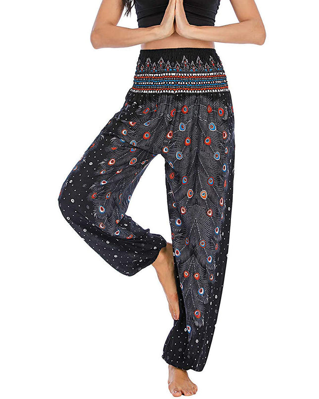 Printed Wide-leg Pants Casual Trousers
