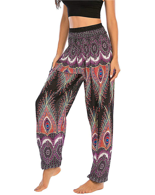 Printed Wide-leg Pants Casual Trousers