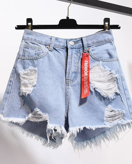Women's raw hem denim shorts