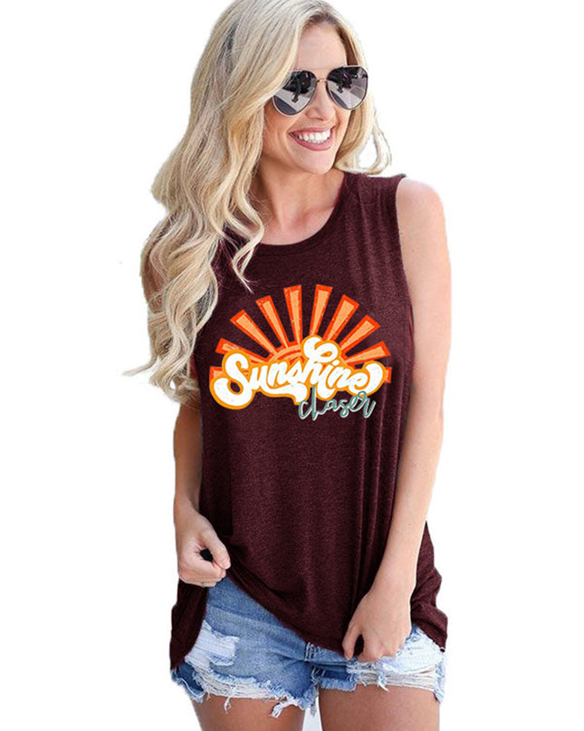 Graphic print sleeveless vest T-shirt