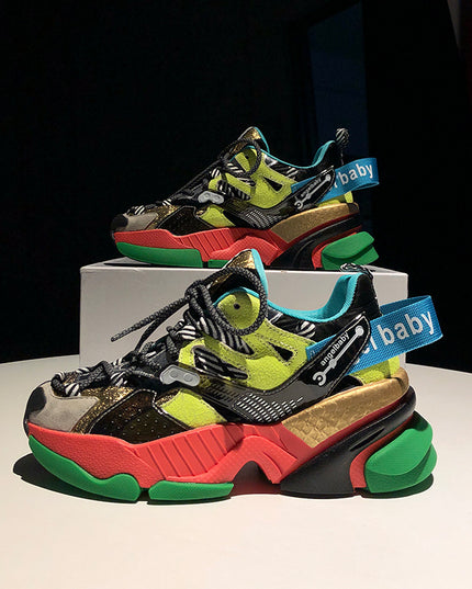 Color block platform sneakers
