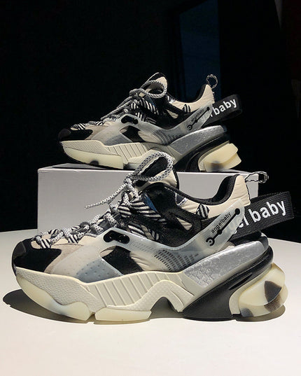 Color block platform sneakers