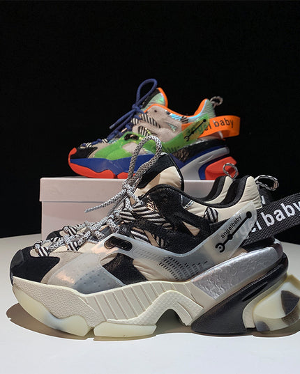 Color block platform sneakers
