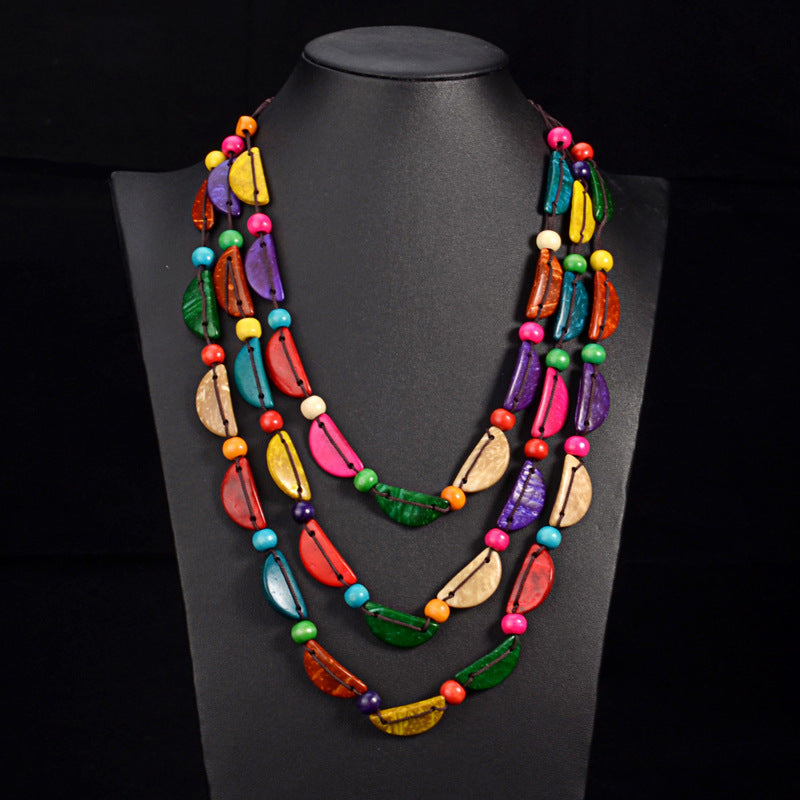 Layered coconut shell necklace
