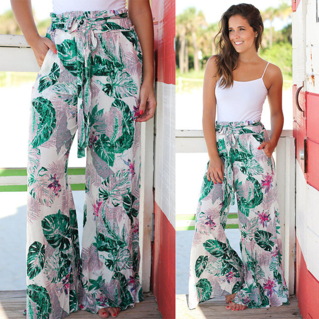 Women's summer printed wide-leg pants
