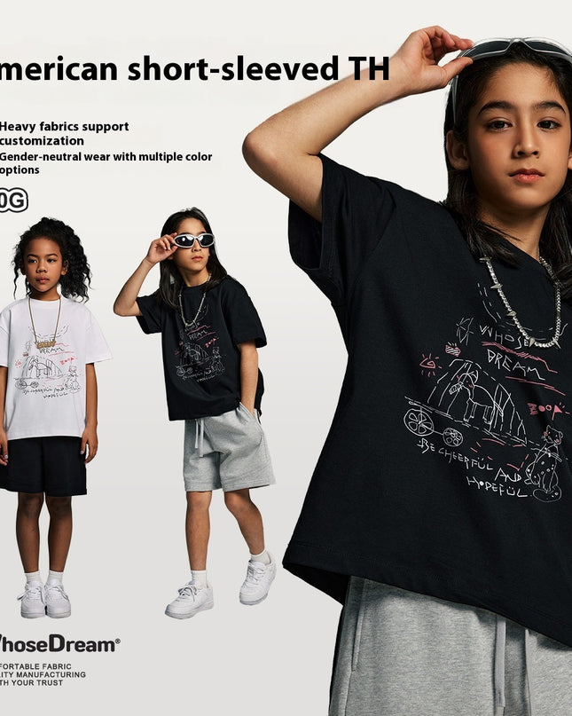 Quick-drying Painting Printing Sports Loose European And American Children T-shirt