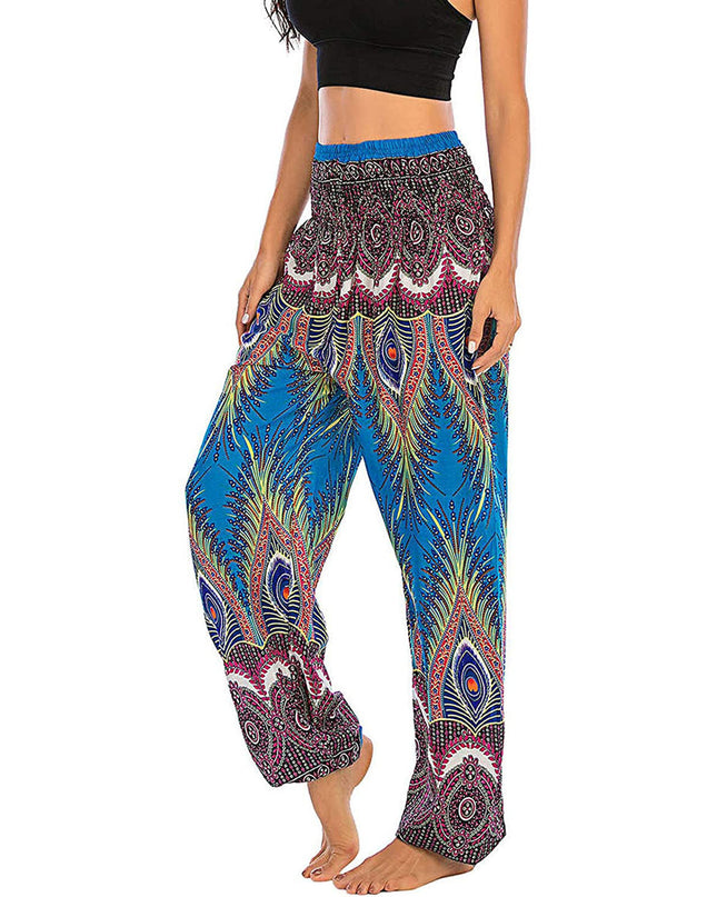 Printed Wide-leg Pants Casual Trousers