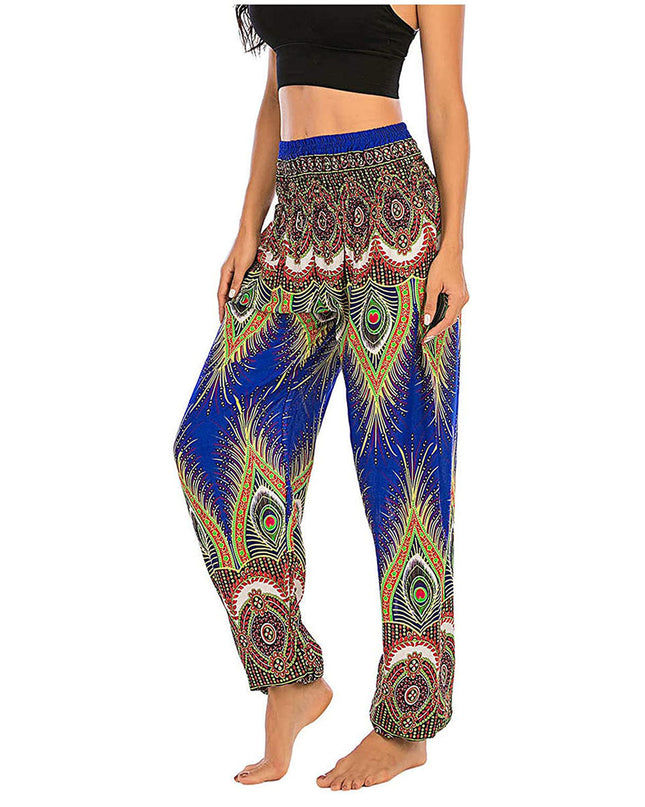 Printed Wide-leg Pants Casual Trousers