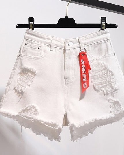 Women's raw hem denim shorts