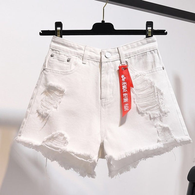 Women's raw hem denim shorts