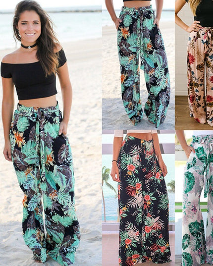 Women's summer printed wide-leg pants