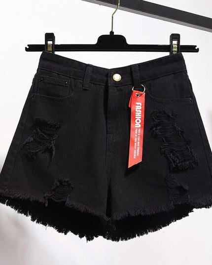 Women's raw hem denim shorts
