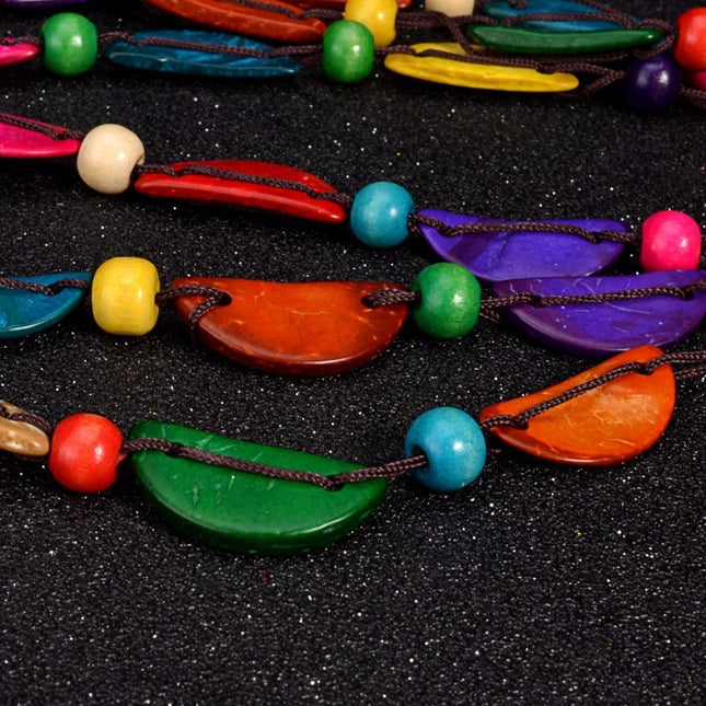 Layered coconut shell necklace