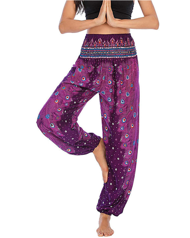 Printed Wide-leg Pants Casual Trousers