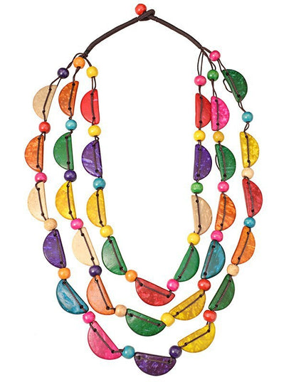 Layered coconut shell necklace