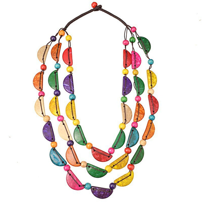 Layered coconut shell necklace