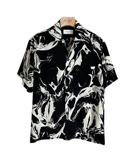 Abstract Print Shirt Youth Wave Temperament