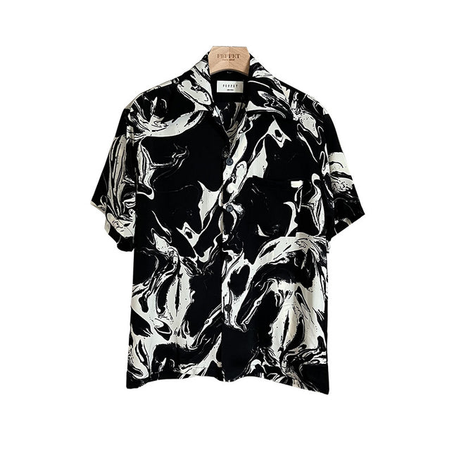 Abstract Print Shirt Youth Wave Temperament