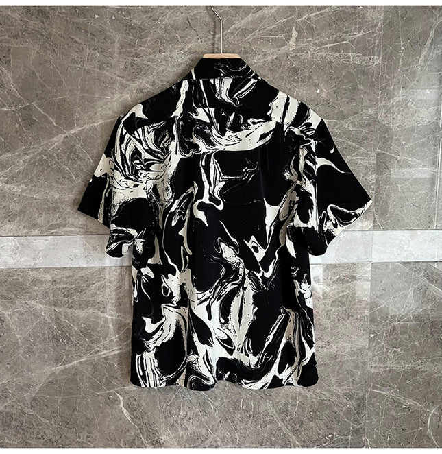 Abstract Print Shirt Youth Wave Temperament