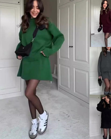 Sweater Skirt Sets For Women 2 Pieces Knit Casual