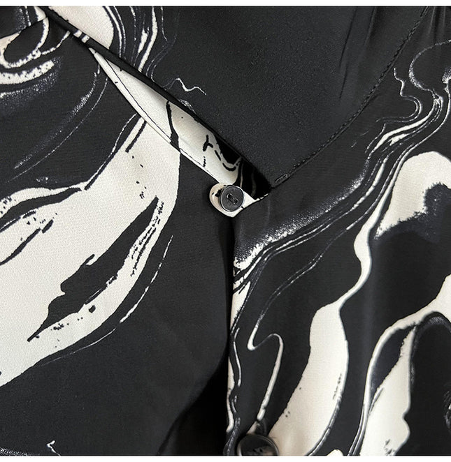 Abstract Print Shirt Youth Wave Temperament