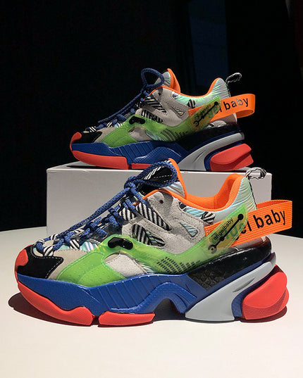 Color block platform sneakers
