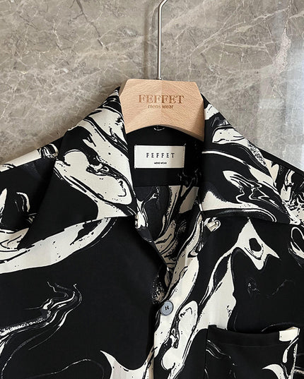 Abstract Print Shirt Youth Wave Temperament