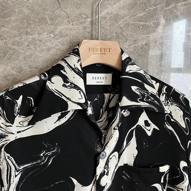 Abstract Print Shirt Youth Wave Temperament