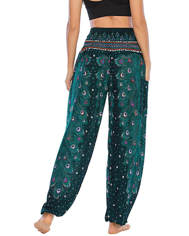 Printed Wide-leg Pants Casual Trousers