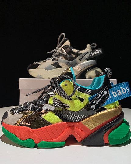 Color block platform sneakers
