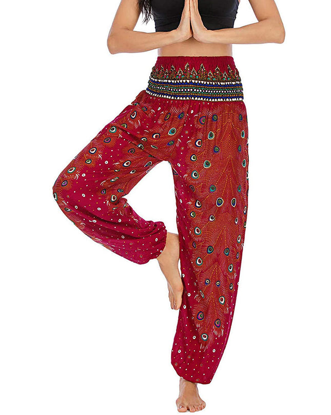 Printed Wide-leg Pants Casual Trousers