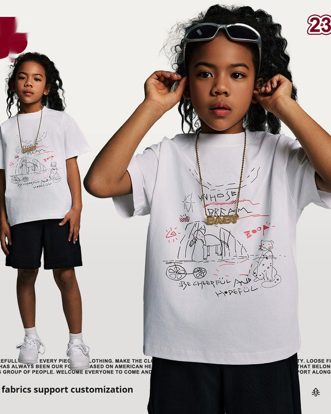 Quick-drying Painting Printing Sports Loose European And American Children T-shirt