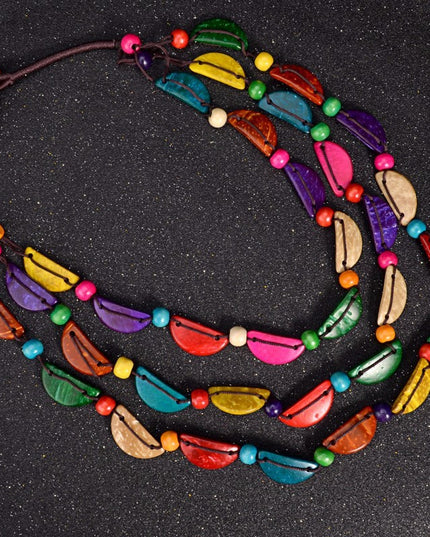 Layered coconut shell necklace