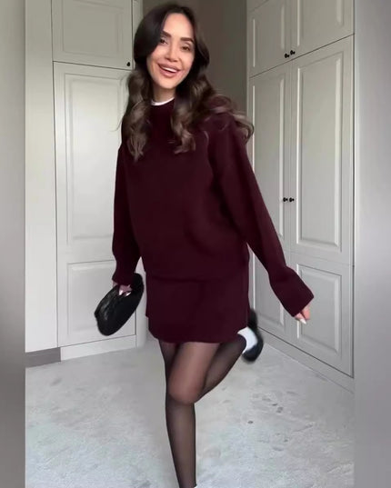Sweater Skirt Sets For Women 2 Pieces Knit Casual