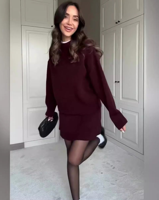 Sweater Skirt Sets For Women 2 Pieces Knit Casual