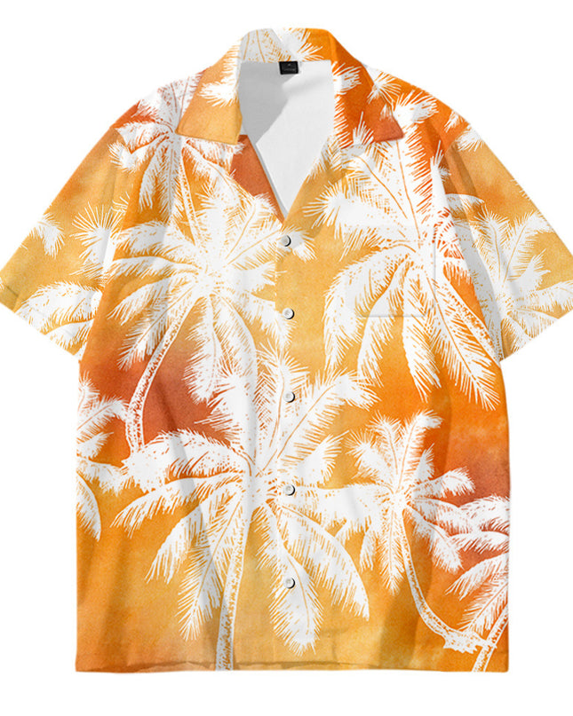 Men's Oversized Hawaiian Palm Pocket Shirt