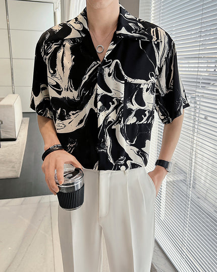 Abstract Print Shirt Youth Wave Temperament
