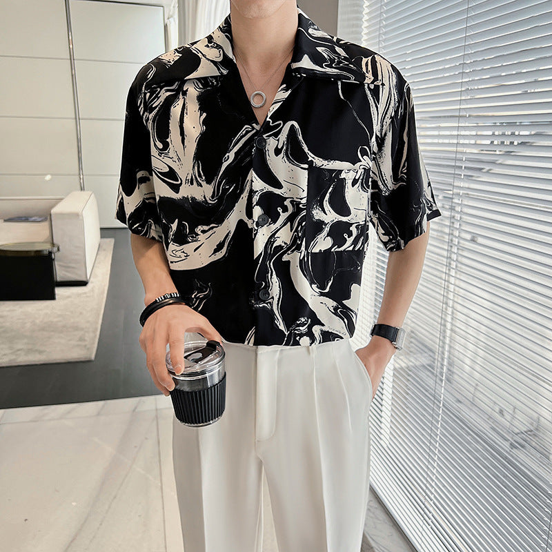 Abstract Print Shirt Youth Wave Temperament