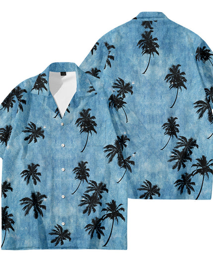 Men's Oversized Hawaiian Palm Pocket Shirt