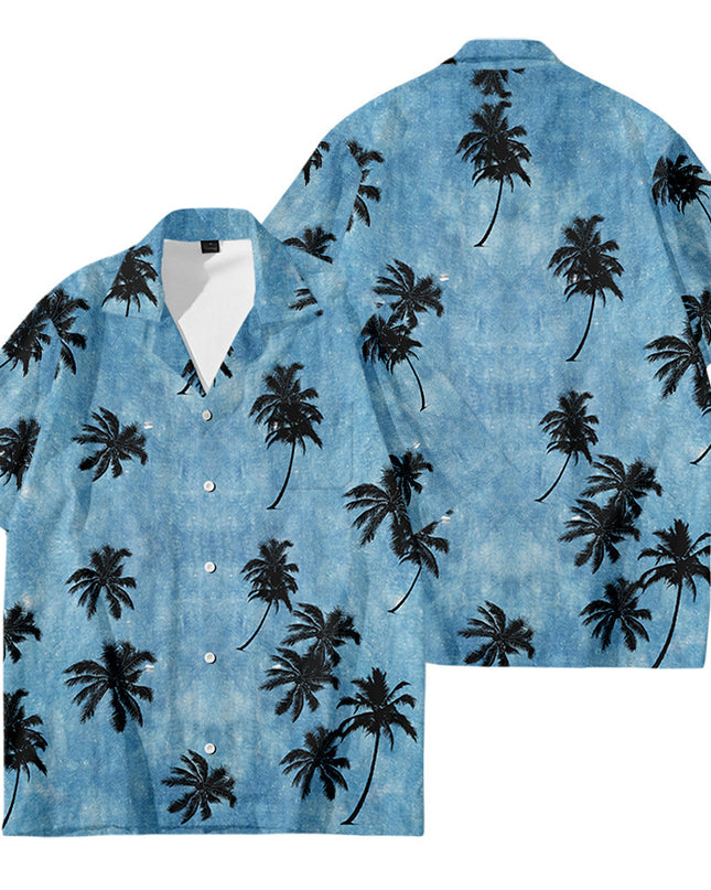 Men's Oversized Hawaiian Palm Pocket Shirt