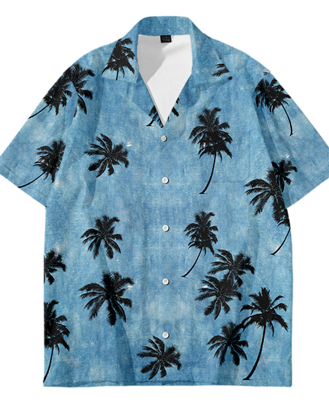 Men's Oversized Hawaiian Palm Pocket Shirt