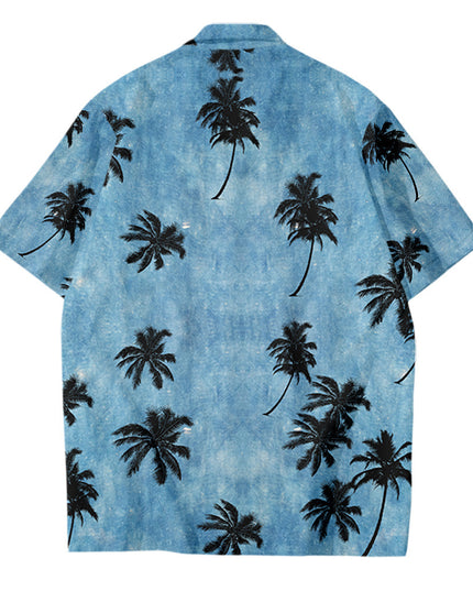 Men's Oversized Hawaiian Palm Pocket Shirt