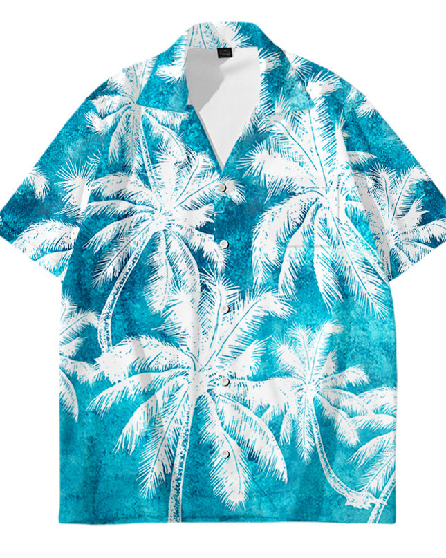 Men's Oversized Hawaiian Palm Pocket Shirt