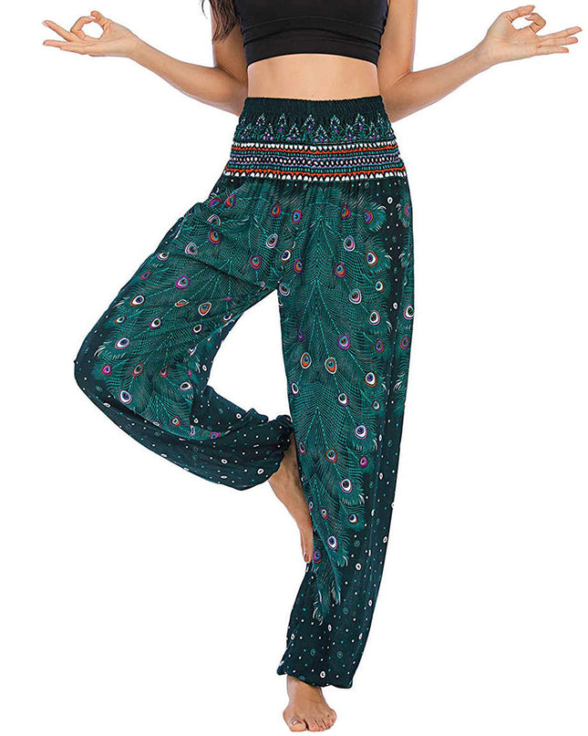 Printed Wide-leg Pants Casual Trousers