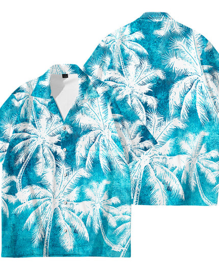 Men's Oversized Hawaiian Palm Pocket Shirt