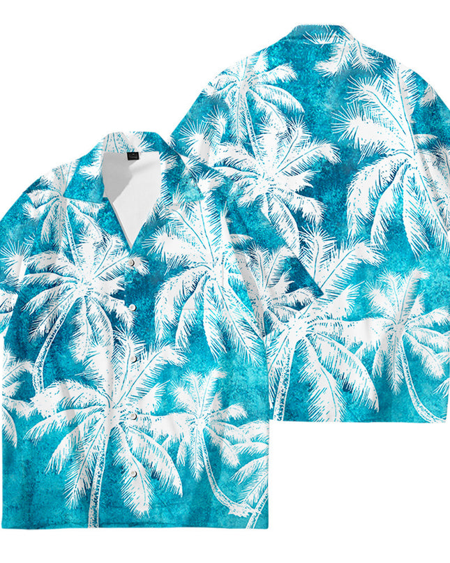 Men's Oversized Hawaiian Palm Pocket Shirt