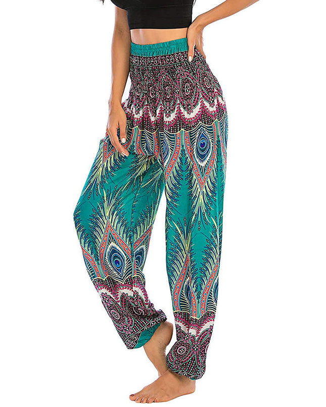 Printed Wide-leg Pants Casual Trousers
